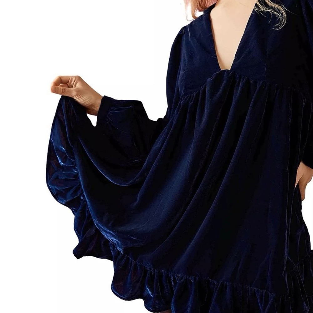 Free people Estella blue velvet dress
